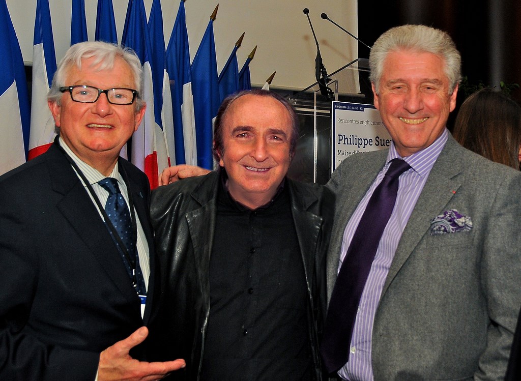 Denis,Yves de Closets et le Maire d'Enghien-les-Bains Philippe Sueur 